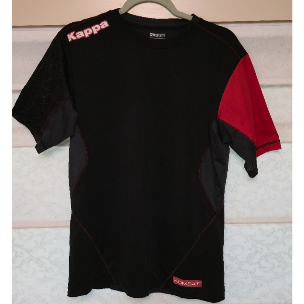 Kappa Kombat Athletic Shirt Mens Medium Black Red Soccer Training Jersey Tee
